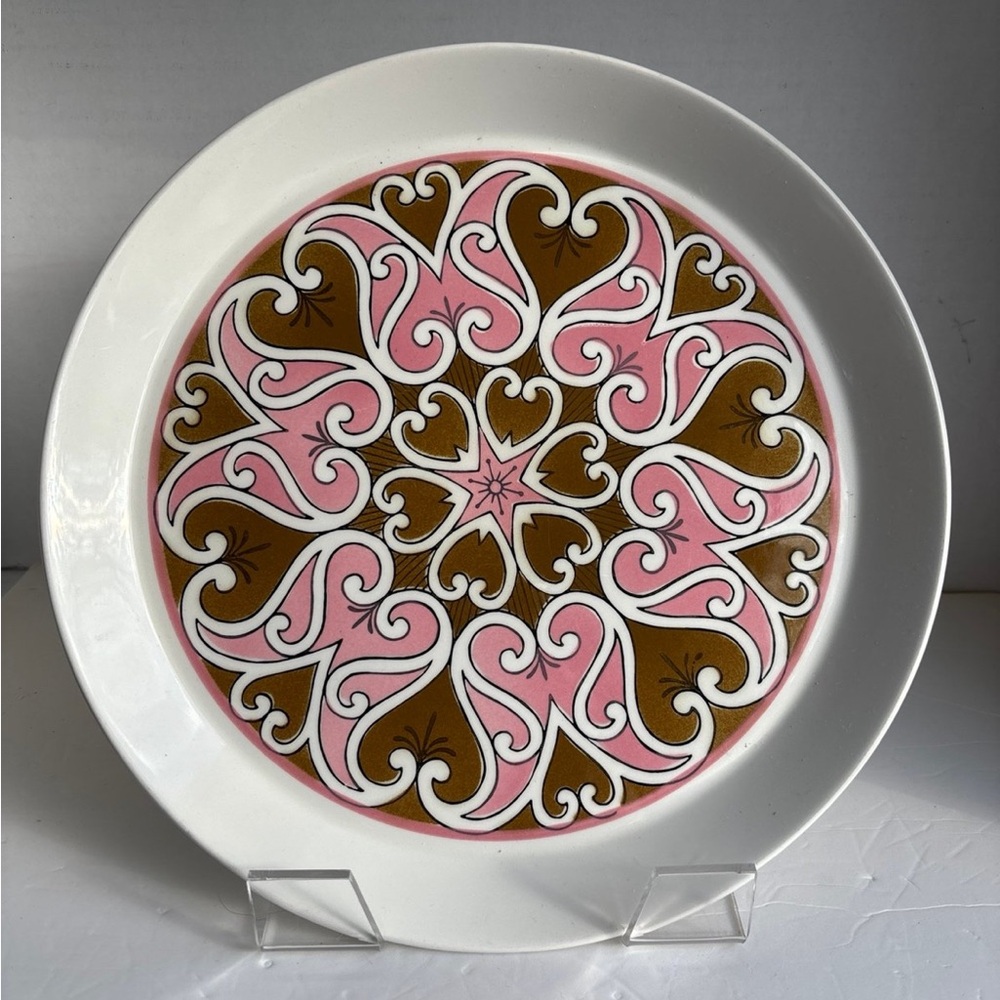 Set of 4 MIKASA DUPLEX “PINK SCROLL” by Ben Seibel dinner plates preowned